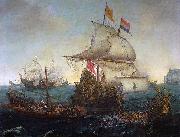 Hendrik Cornelisz. Vroom Dutch ships ramming Spanish galleys off the English coast, 3 October 1602 oil painting on canvas